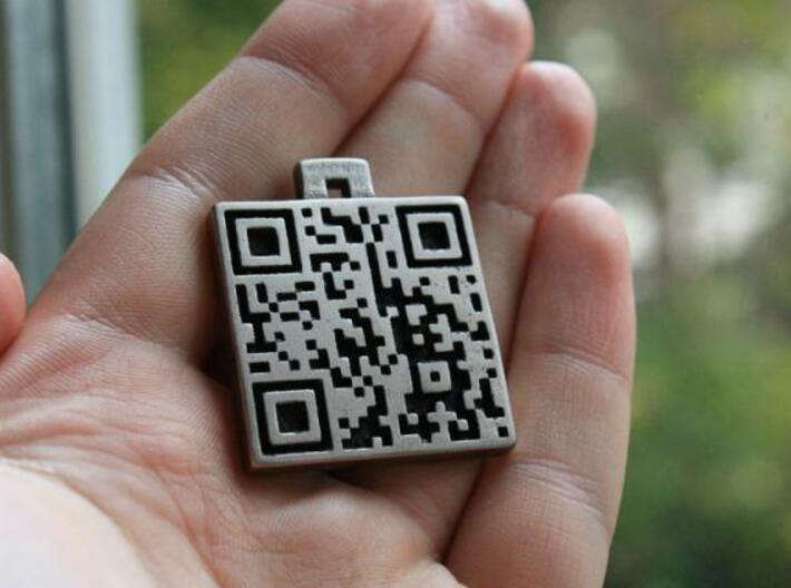 QR steel tag / business card 3d printed decode me!!