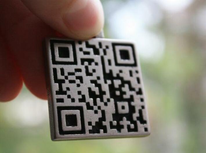 QR steel tag / business card 3d printed decode me 2!