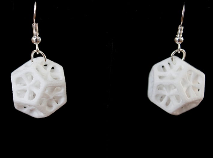 Dodecahedron Earrings 3d printed 