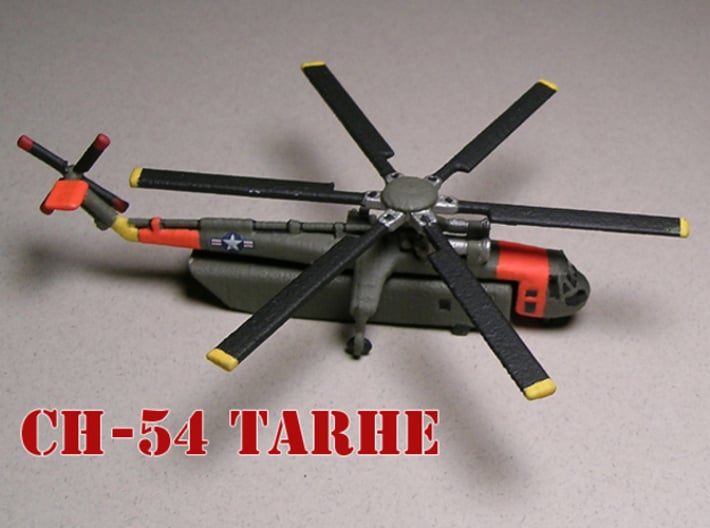Sikorsky CH-54 Tarhe (with cargo pod) 1/285 6mm 3d printed Sikorsky CH-54 Tarhe with pod painted by Fred O.