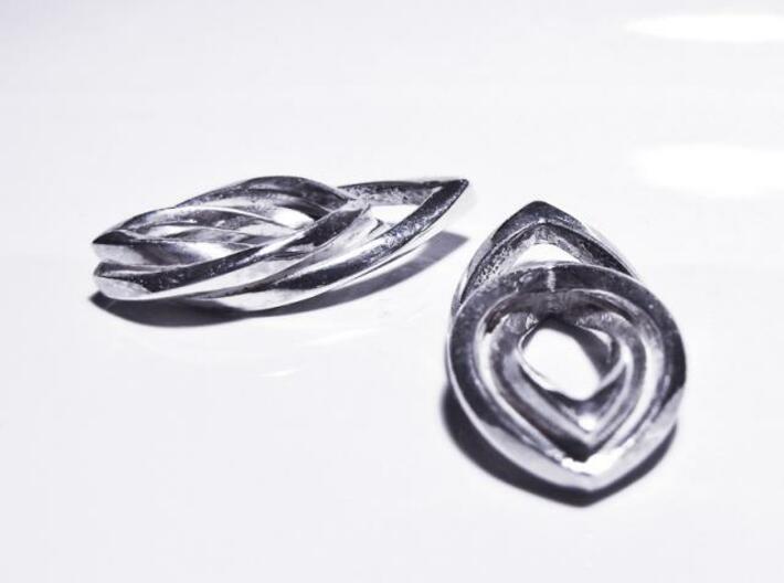 Leaf earrings 3d printed Polished Silver
