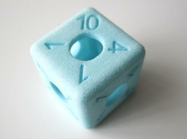 Average D6 Hollow Dice 3d printed Dyed (other view)
