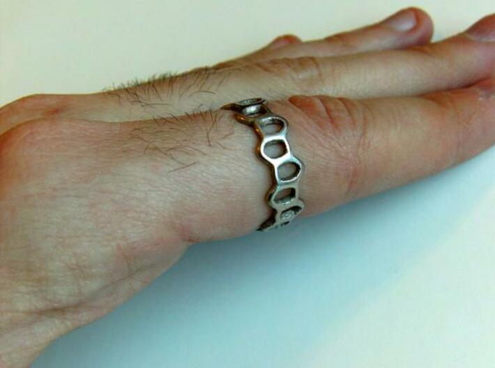 Offset Links ring 3d printed Polished stainless steel