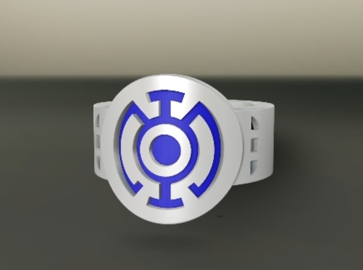 Blue Hope FF Ring Sz 9 3d printed Custom Enameled