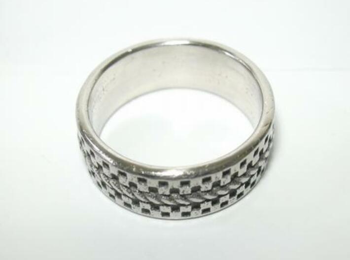 Check Rope ring 17.5mm, US 7 1/4, UK O1/2 3d printed Ring - polished