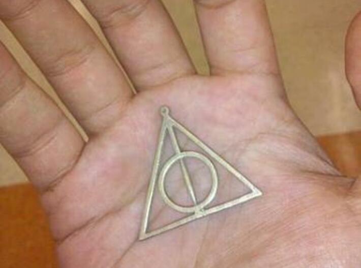 deathly hallows harry potter pendant no spin 3d printed stainless
