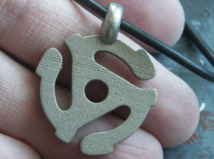 45 RPM Record Insert Pendant 3d printed Stainless Steel 