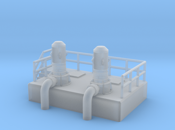 N Scale Cooling Pump Station w railings 3d printed 