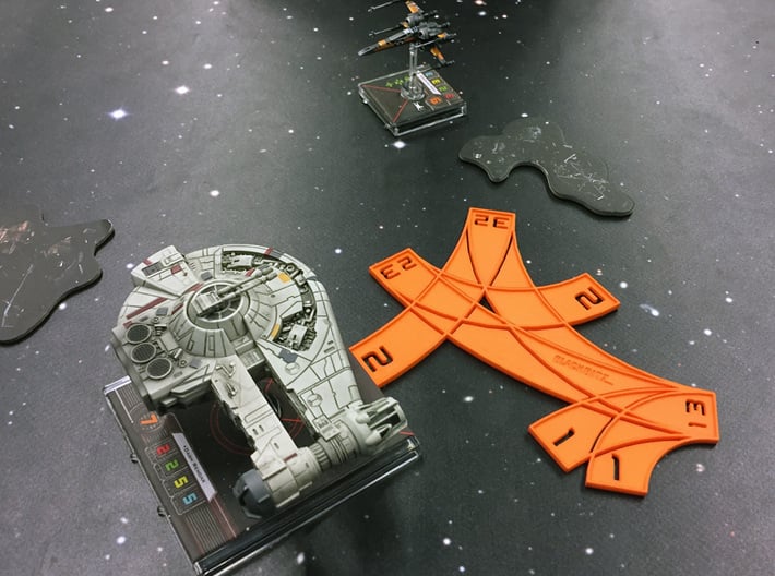 X-wing Multi template (with custom text) 3d printed Works with both small and large ships