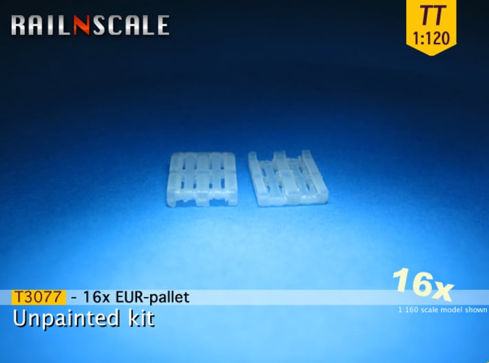 16x EUR-pallet (TT 1:120) 3d printed 