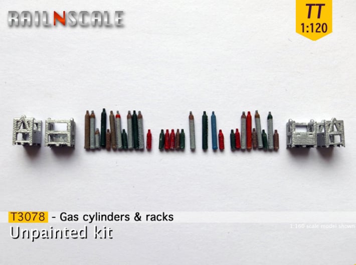 Gas cylinders and racks (TT 1:120) 3d printed 