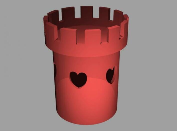 Tower of Love - Tealight Candle Holder  3d printed Rendered view 2
