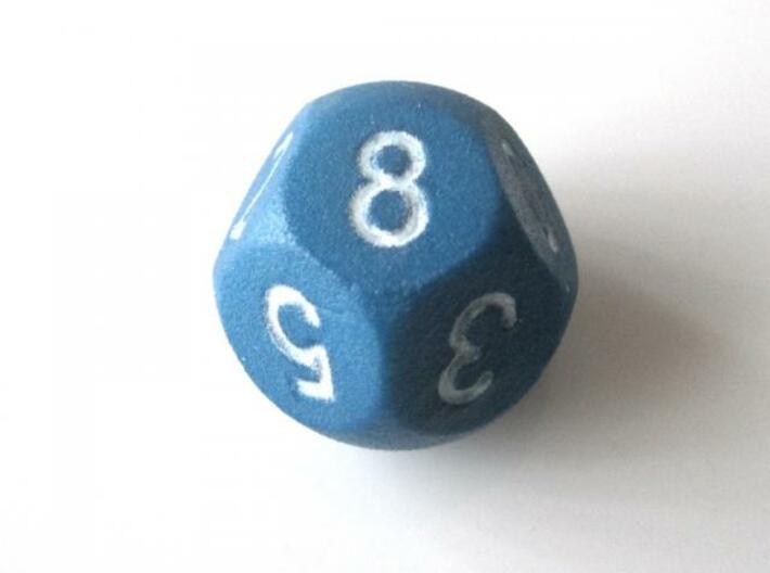 D10 5-fold Sphere Dice 3d printed In Winter Blue Strong and Flexible (the colors on the numbers were manually added)