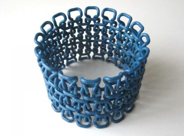 Stitch Bracelet - M 3d printed In Winter Blue Strong and Flexible (and manually varnished)