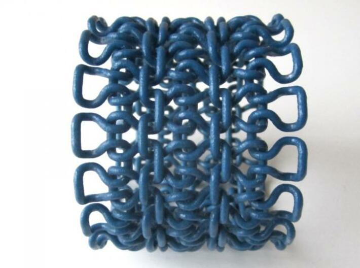 Stitch Bracelet - M 3d printed In Winter Blue Strong and Flexible (and manually varnished) - other view