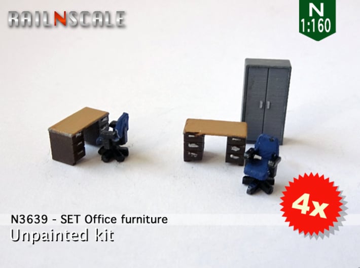 SET Office furniture (N 1:160) 3d printed 