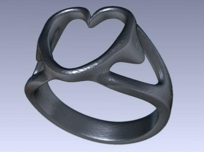 3-Heart Ring 3d printed Rendered stainless steel version
