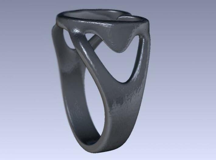 3-Heart Ring 3d printed Rendered side view