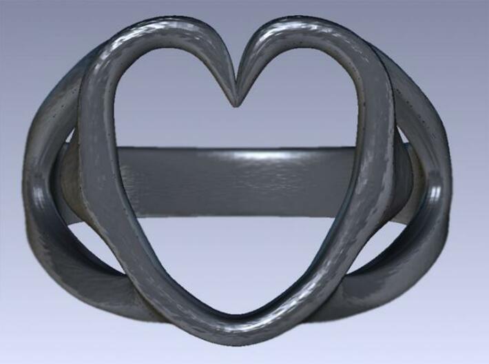 3-Heart Ring 3d printed Rendered top view