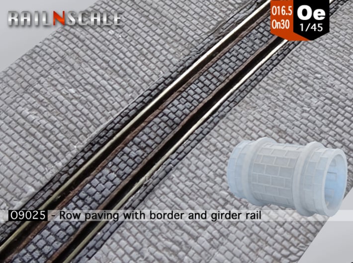Row paving w/ border and girder rail (Oe 1:45) 3d printed