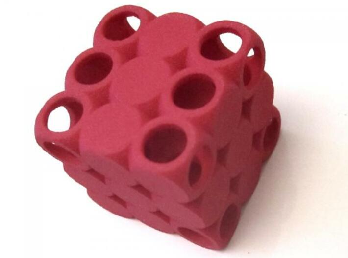 D6 3x3x3 Packed Spheres Dice 3d printed Red Strong &amp; Flexible