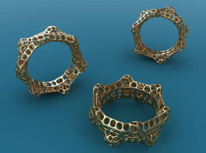 Wheelturning Ring 3d printed Gold plated glossy render