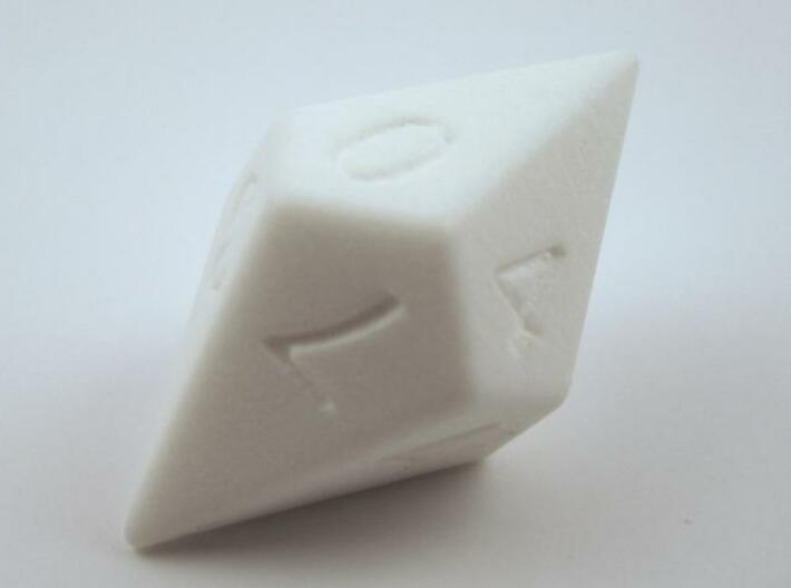 D10 Diamond Dice 3d printed In Polished White Strong and Flexible (other view)