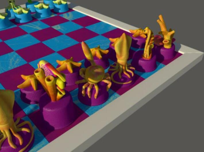 Sea Chess Pieces 3d printed Board not included.