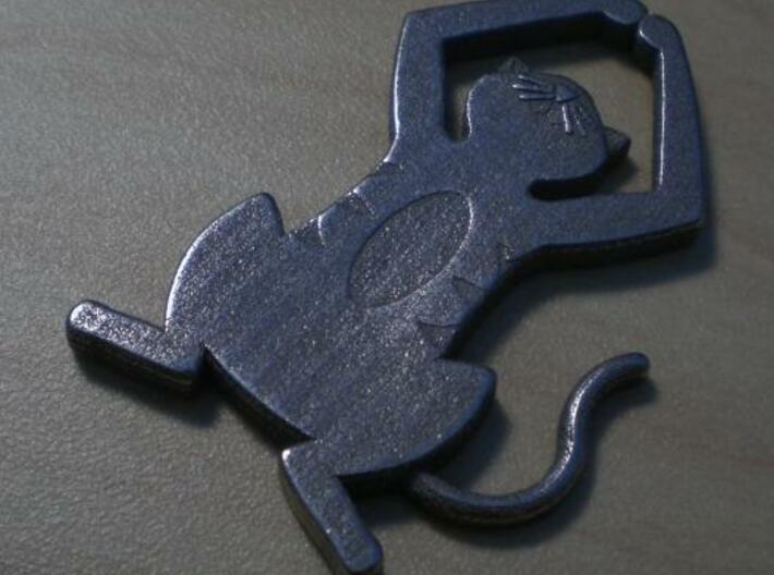 Detailed Cat Pendant 3d printed Stainless Steel