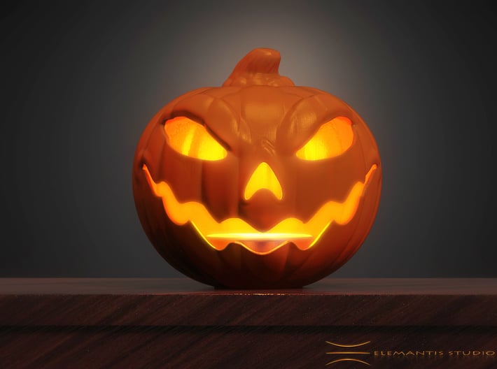Jack O'lantern Tea-Light Lamp 8cm 3d printed Hand Painted FUD Example (Candle/ Light not included)