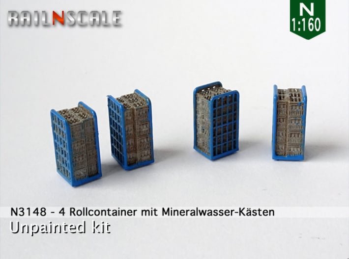 4 Rollcontainer mit Mineralwasser-Kästen (N 1:160) 3d printed