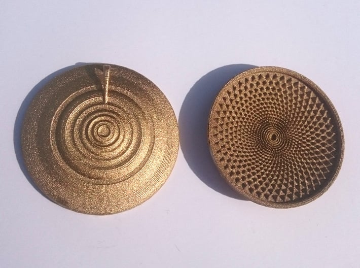 Sunflower Drop - 6cm 3d printed Front and Back.  You decide which is which...