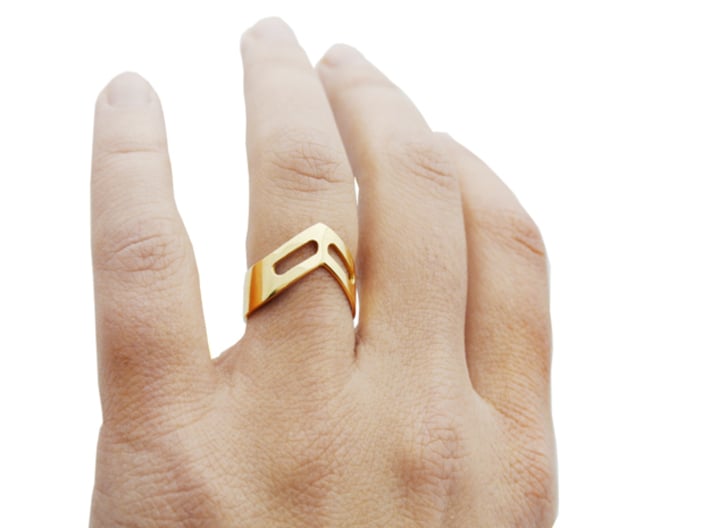 STUDIO PAULBAUT LOGO Ring (Size 5) 3d printed PAULBAUT LOGO Ring (18K Gold) on Finger