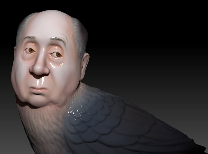 Alfred Hitchcrow 3d printed This is a screenshot of the 3D model, not a photo of the 3D print.