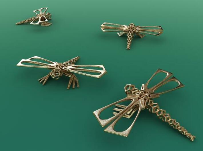 DragonFly 3d printed Render in Gold Plated Glossy