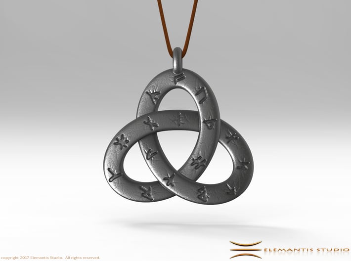 Norse/ Icelandic Rune Poem Triquetra 4.5cm 3d printed Pendant cord not included