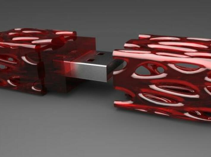 Growth Pattern Usb Drive 3d printed Transparent Red