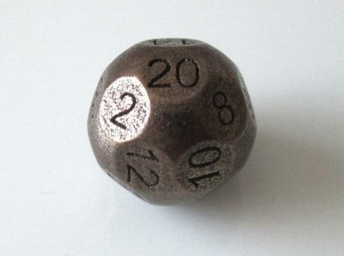 D20 Sphere Dice 3d printed Antique Bronze Glossy