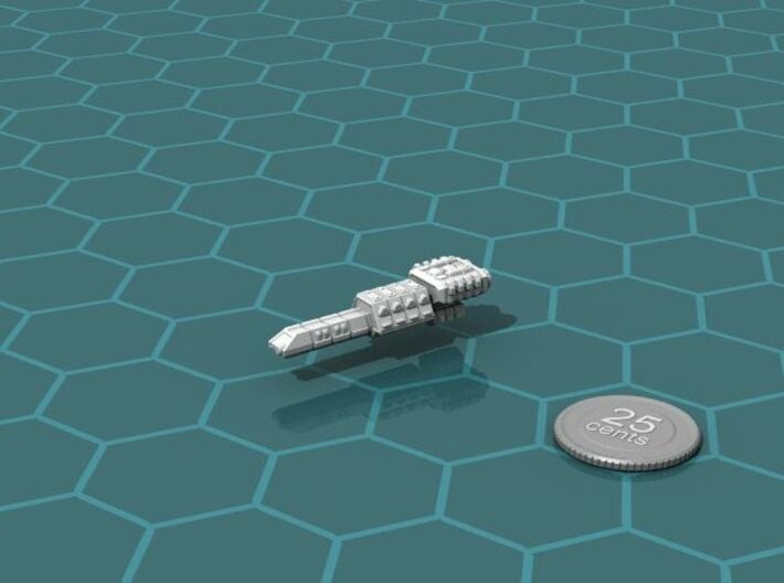 Eltanni Heavy Cruiser 3d printed Render of the model, with a virtual quarter for scale.