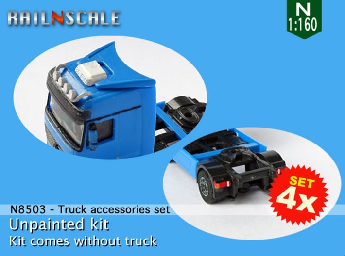 SET 4x Truck accessories (N 1:160) 3d printed 