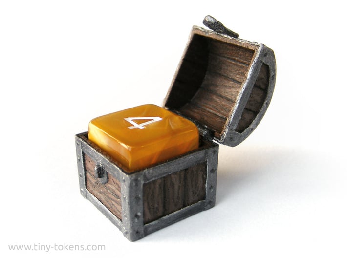 MTG Treasure Chest Token (16 mm dice chest) 3d printed Hand painted White Strong & Flexible 