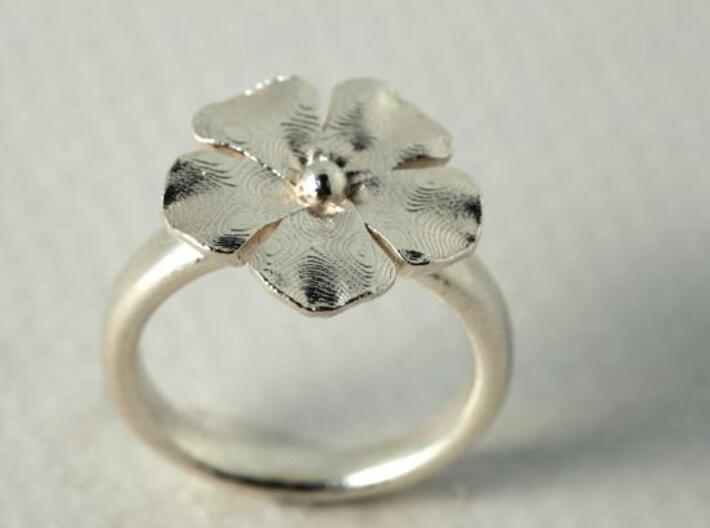 new ring flower S53 3d printed silver