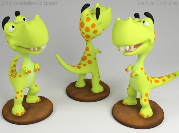 Poor T-Rex full-color miniature statue 3d printed Rendered in Blender 2.69