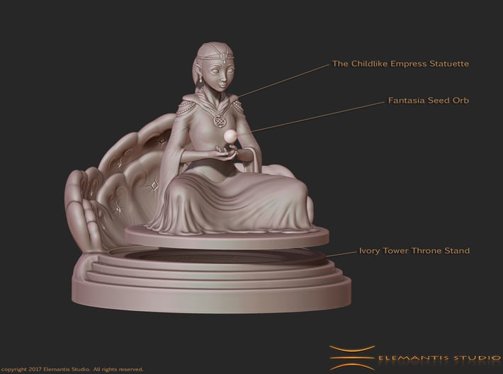 The Childlike Empress Lamp Statuette 10cm 3d printed optional Stand and Orb assembly