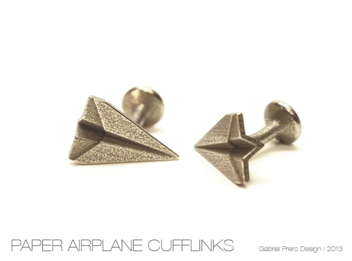 Paper Airplane Cufflinks 3d printed