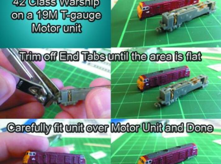 BR Warship 42 Class Old Model TGauge 3d printed How to attach to motor unit