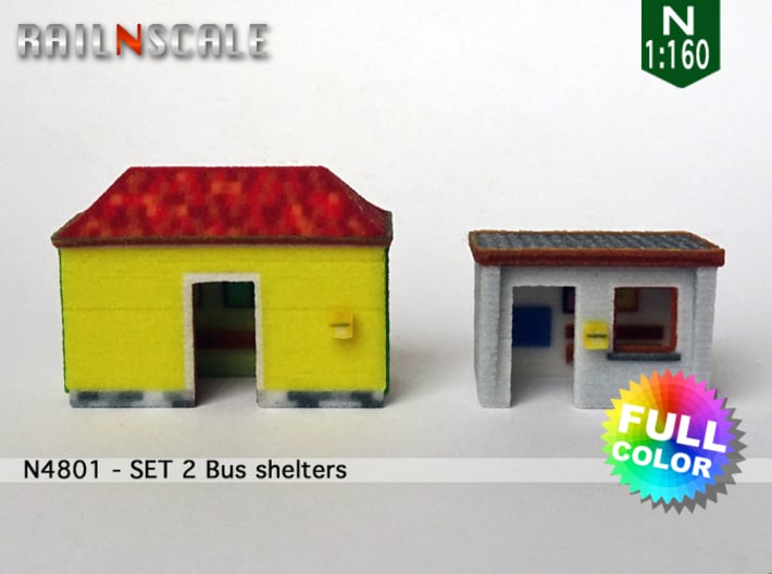 SET 2 Bus shelters (N 1:160) 3d printed