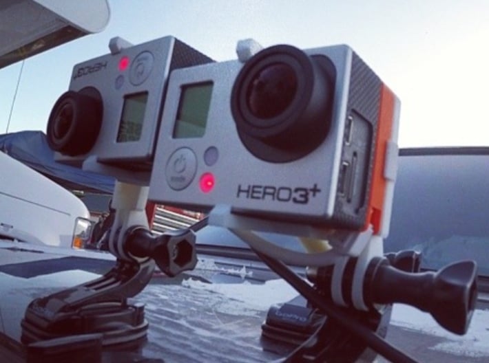 GoPro HERO 3+ 3D System: Wider Lens Separation  3d printed Rig running on the back of a Lemons racecar