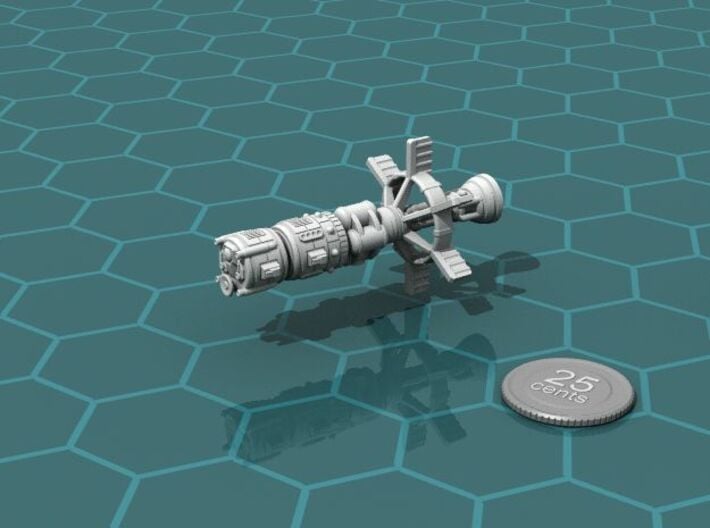 Earther Heavy Cruiser 3d printed Render of the model, with a virtual quarter for scale.