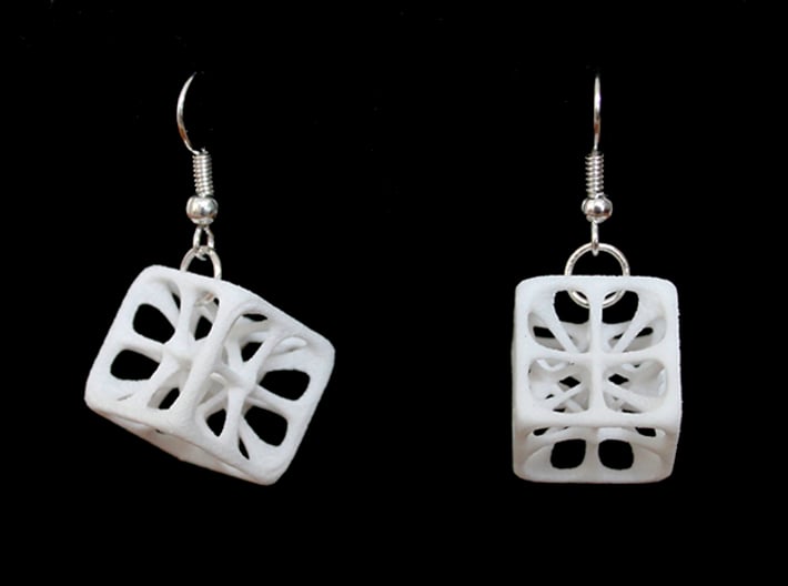 Hexahedron Earrings 3d printed 